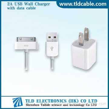 2A USB Wall Charger with Data Cable